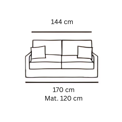 BIDART | Canapé 2 places - 170 cm Convertible (Mat. 120 cm)