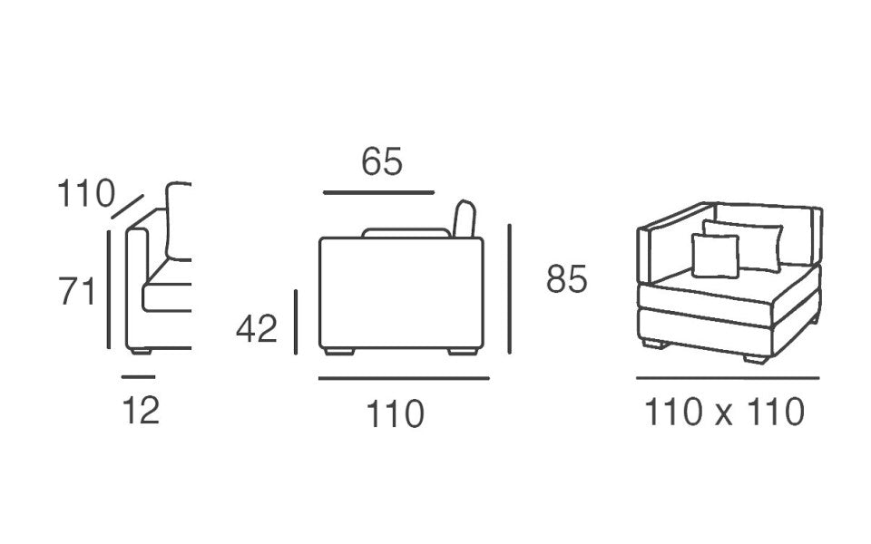 NOMAD | Chauffeuse d'angle - 110 x 110 cm