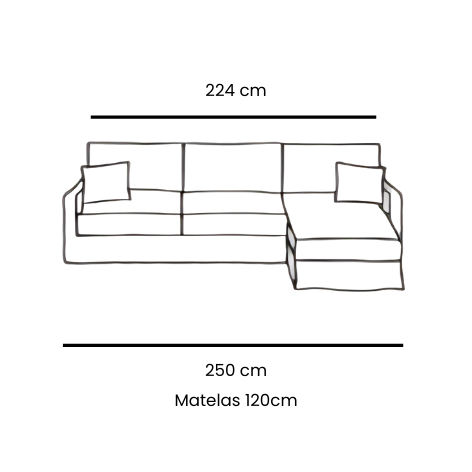 BIDART | Canapé d'angle 4 places - Convertible (Mat. 120x200cm)