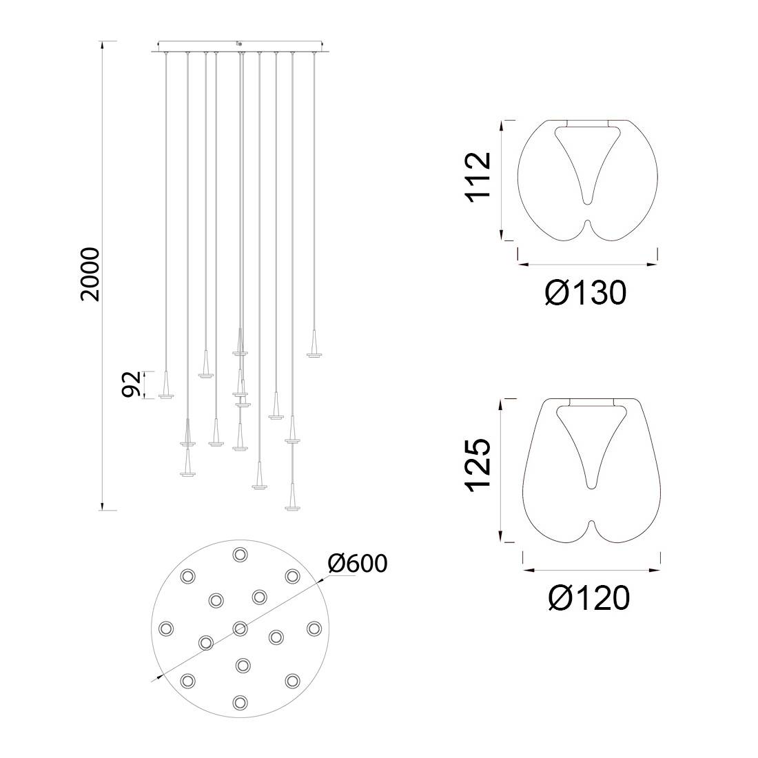 Suspension ANDROMEDA GRAPPE | 14 suspensions