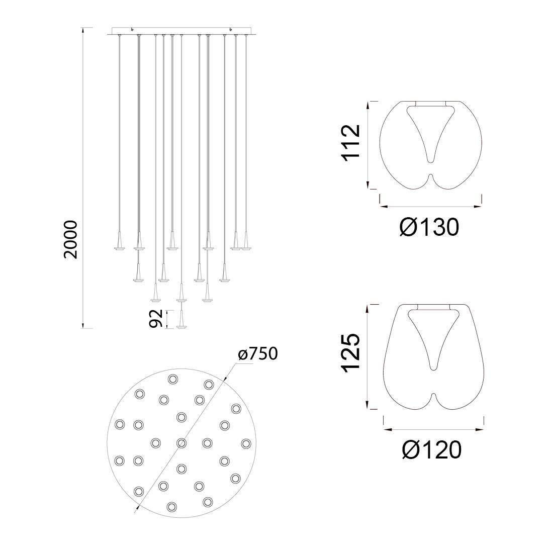 Suspension ANDROMEDA GRAPPE | 24 suspensions