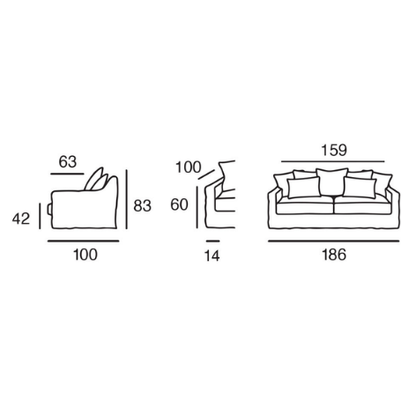 BONDUES | Canapé 2 places - 186 cm Option convertible