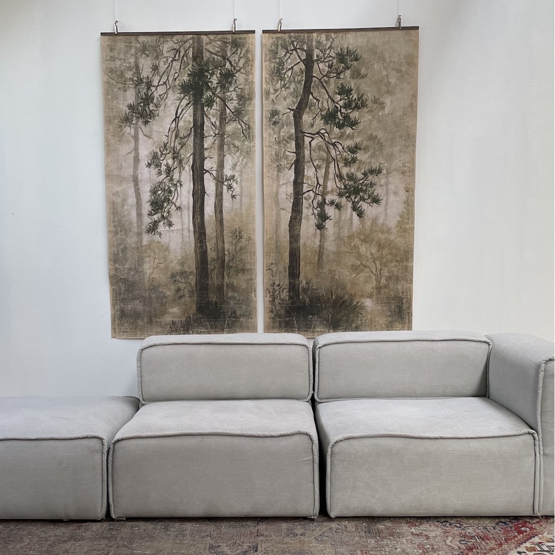 Tenture DIPTYQUE PINS DANS LA BRUME [ALFONZ] 180x180 cm