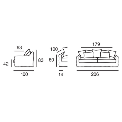 BONDUES | Canapé 3 places - 206 cm Option convertible