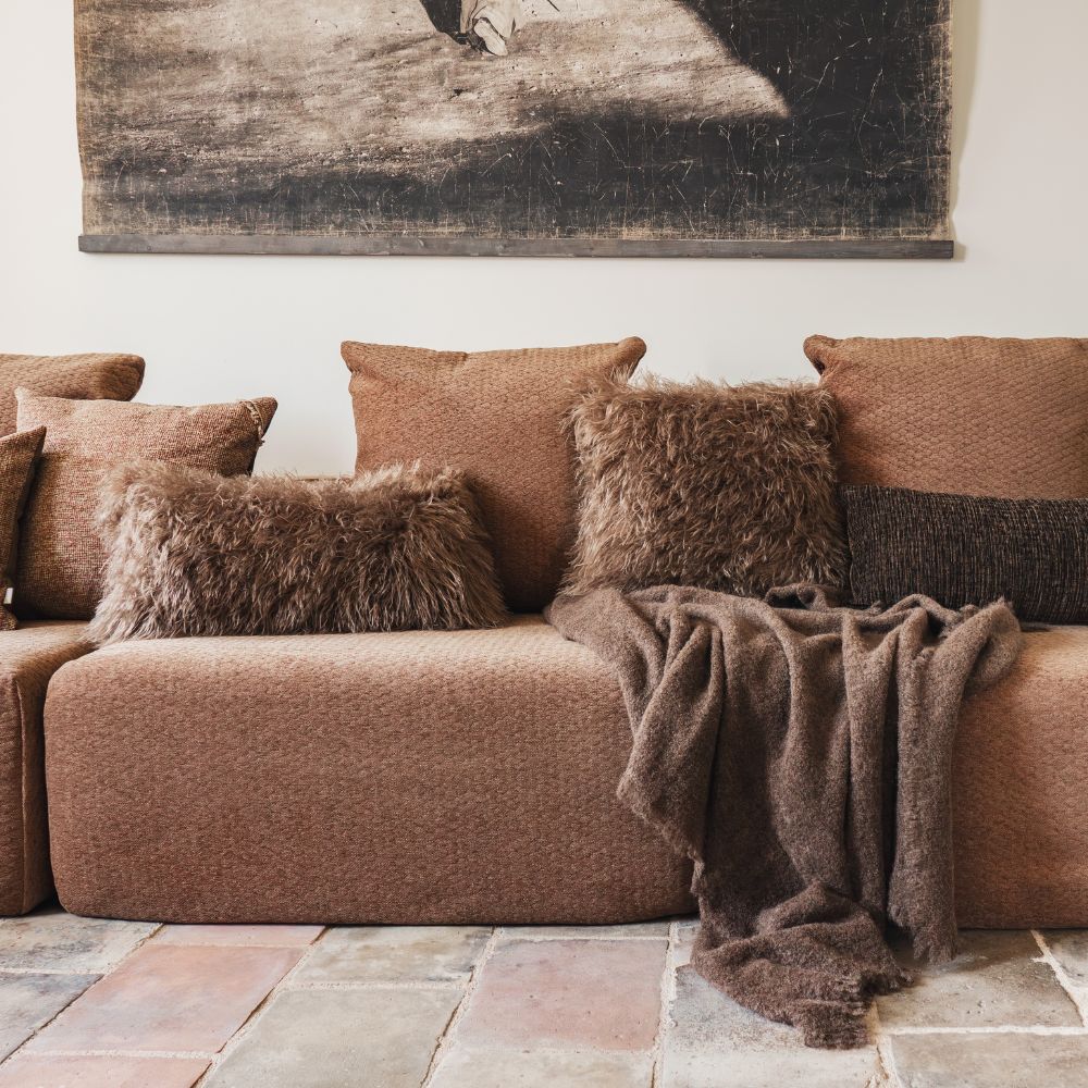 Coussin FARO Fausse fourrure Camel [BED & PHILOSOPHY]